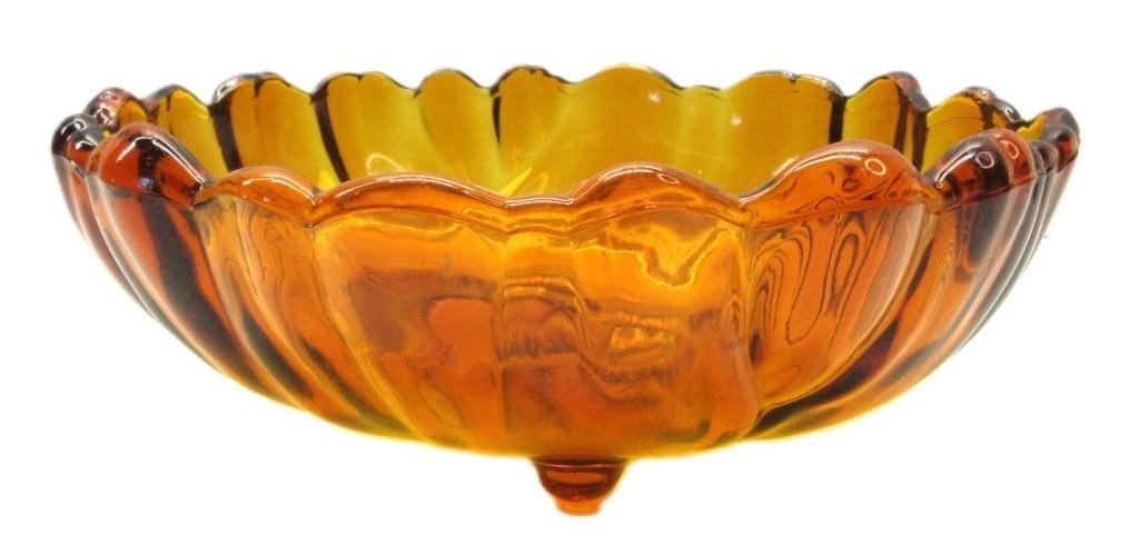 Vintage Amber Footed Bowl