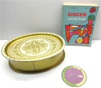 Vtg Sewing Tin W/Singer Sewing Bowl