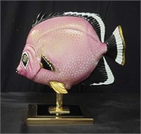 Porcelain fish sculpture, mounted