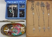 4 Sterling Silver Rosaries & Religious Jewelry