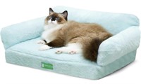 MEWOOFUN, BLUE FLUFFY CAT BED, 25.6 X 18 X 10.2