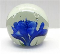 Dynasty Gallery Glass Paper Weight, Blue Flower