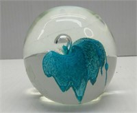 Glass Paper Weight, Teal in Color Unbranded