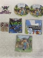 MINECRAFT PARTY SUPPLIES PLATES BANNER TABLECLOTH