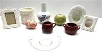 Vintage Ceramic Pic Frames,Egg,Vase,Etc