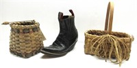 Boot Planter W/Decorative Baskets
