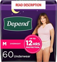 $74  Depend Night Defense Underwear Med 76