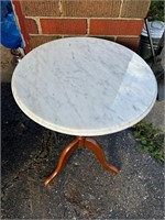 Round Marble Top Pedestal Table 15"x23"