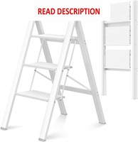 $50  3 Step Ladder Aluminum  Wide Pedal  White
