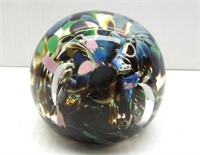 Colorful Glass Paper Weight Signed