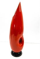 Signed Grace Lee Frank Flame Red Vase 13.5"T
