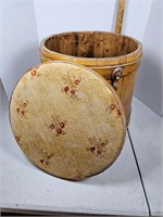Wood Barrell Converted To Stool/Sewing Basket