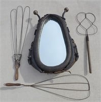Horse Collar Mirror and 3 Rug Beaters