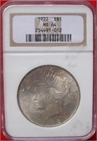 1922 NGC MS 64 Peace Silver Dollar