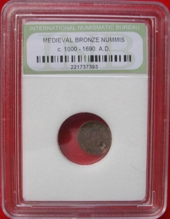 c.1000-1690 AD Medieval Bronze Nummis: Holed