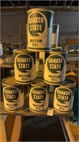 Quaker state metal oil cans x6 full