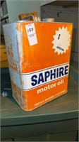 SAPHIRE Motor Oil two gallon tin can