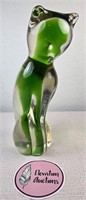 Green Glass Cat (Has chip on bottom)