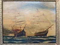 1958 Painting on board USS Constitution at Battle