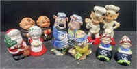 Assortment of six vintage collectible salt and