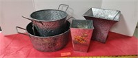Galvanized flower tubs and pots