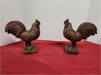 2 Resin Rooster Figurines