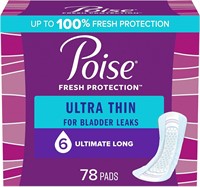 $45  Poise Ultra Thin Pads  6 Drop  78 Count