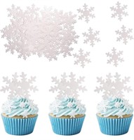 ZHUOWEISM EDIBLE SNOWFLAKE CUPCAKE TOPPERS 50PC