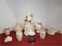 Assorted Ceramic Vases & a 15" Angel