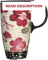 $19  Topadorn 17oz Ceramic Travel Mug  Lid  Flower