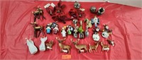 Assorted bird, deer and Christmas nick nacks.