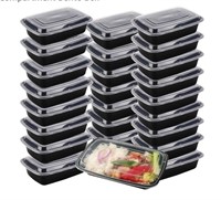 25 Pack 28 oz Plastic Meal Prep Containers with