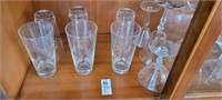 Elegant etched stemware & glasses shelf lot