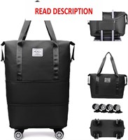 $34  Foldable Rolling Duffle Bag  Black  One Size