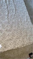 Crocheted Ecru tablecloth 62 x 96 inches