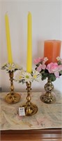 India Brass Candle Holders with Candles