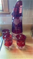 Antique ruby flashed & etched personalize glass