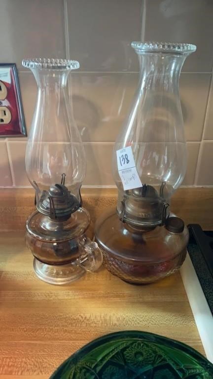 Two oil lamps 12 “ and 13 “ tall