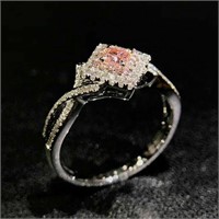 Elegant Silver Plated Pink Sapphire Ring