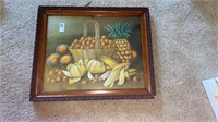 Antique framed print titled Cherries and