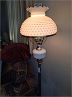 Vintage 55" tall milk glass  hobnail floor lamp