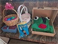 Frog costume, Easter baskets and adult poncho