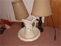 Two lamps with shade /pitcher & basin