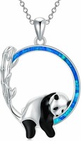 Sterling Silver Plated Panda Bamboo Pendant