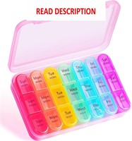 $13  Odaro 7-Day 3x Daily Pill Box  Portable Pink