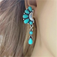 Turquoise Hook Earrings Drop Dangle