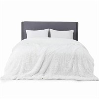 Bedsure Soft White Faux Fur Blanket - Fluffy,