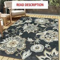 $87  Floral Indoor/Outdoor Rug  Black