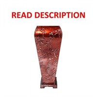 $35  Hosley Metal Tall Red Embossed Vase  21 High