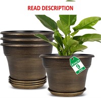 $24  4 Pack 9 Dark Gold Plant Pots & Trays